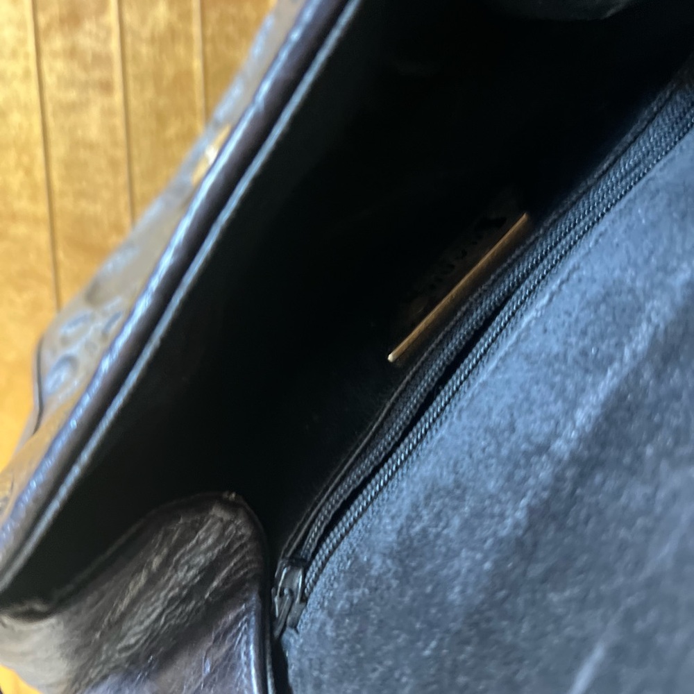 Vtg Sharif Black Leather With Python Crossbody Bl… - image 7